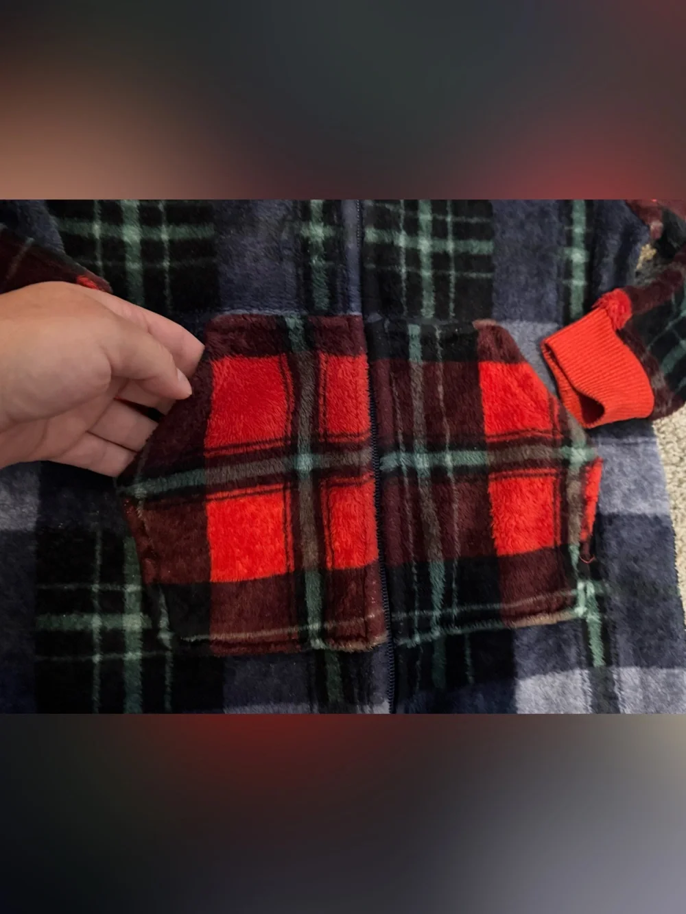 Plaid Hooded Kids Onesie size 8